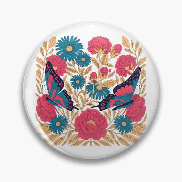 Item preview, Colorful Butterfly and Floral Garden Folk Art designed and sold by QuiteOrbit.