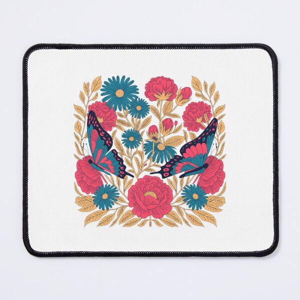 Item preview, Colorful Butterfly and Floral Garden Folk Art designed and sold by QuiteOrbit.