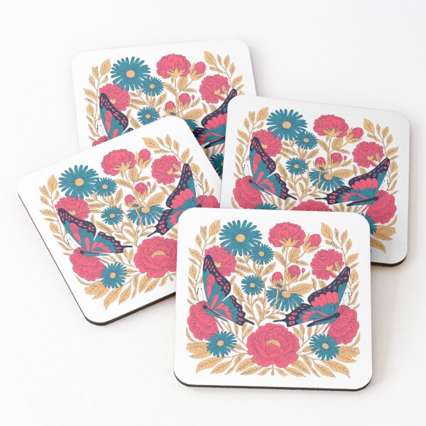 Item preview, Colorful Butterfly and Floral Garden Folk Art designed and sold by QuiteOrbit.