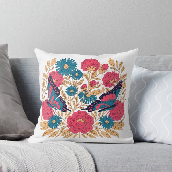 Item preview, Colorful Butterfly and Floral Garden Folk Art designed and sold by QuiteOrbit.