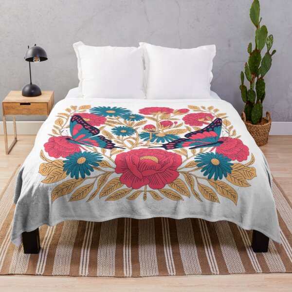 Item preview, Colorful Butterfly and Floral Garden Folk Art designed and sold by QuiteOrbit.