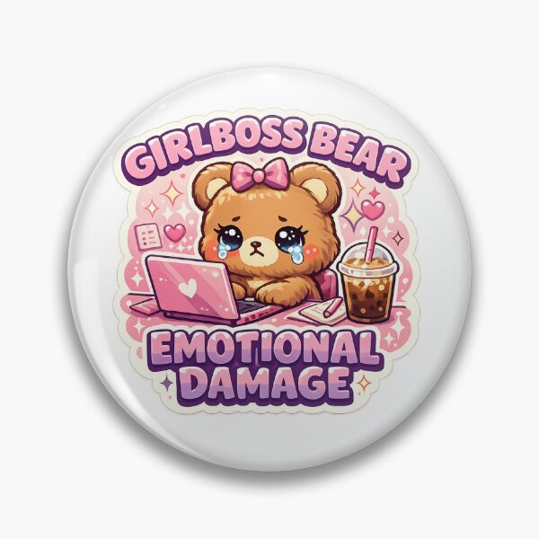 Item preview, Working Bear Sticker Kawaii Girlboss Meme Aesthetic for Hustlers & Burnout Humor designed and sold by CutePrintCorner.