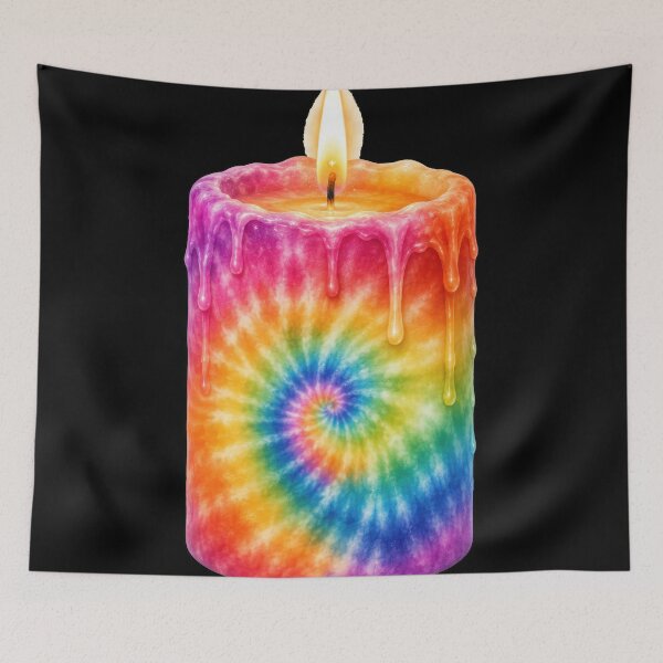 Item preview, Rainbow Tie Dye Candle With Dripping Wax designed and sold by jgvisualarts.