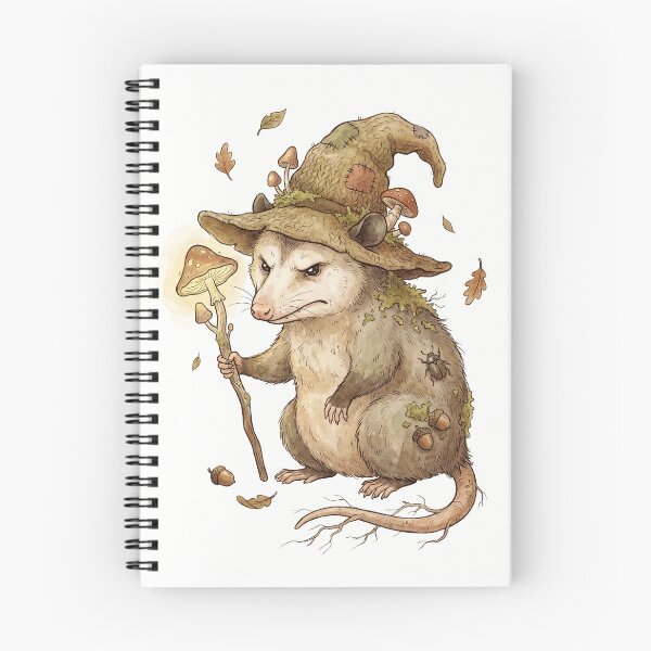 Item preview, Grumpy Forest Possum Mage Mushroom Staff Illustration designed and sold by digiartmagic.