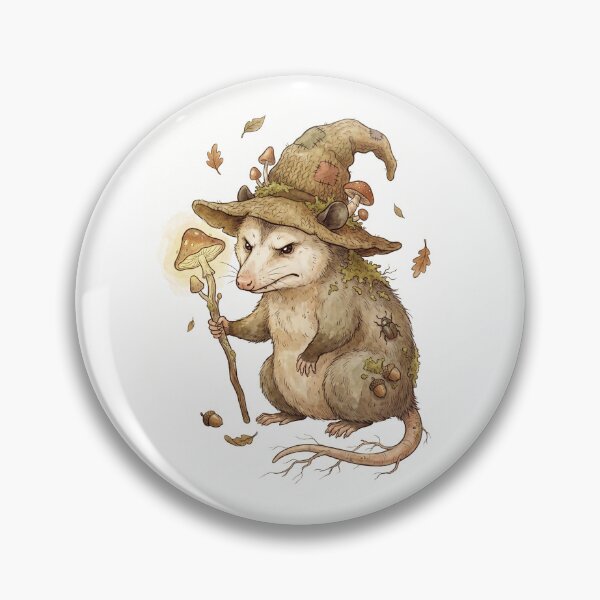 Item preview, Grumpy Forest Possum Mage Mushroom Staff Illustration designed and sold by digiartmagic.