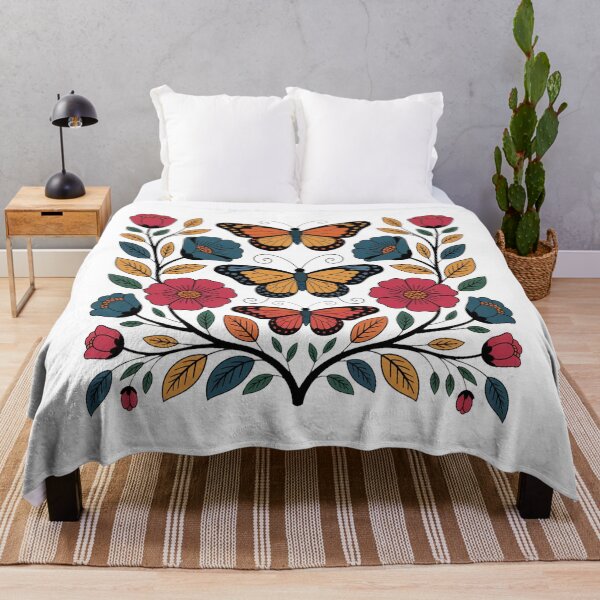 Item preview, Vintage Butterfly Flowers Botanical Folk designed and sold by QuiteOrbit.