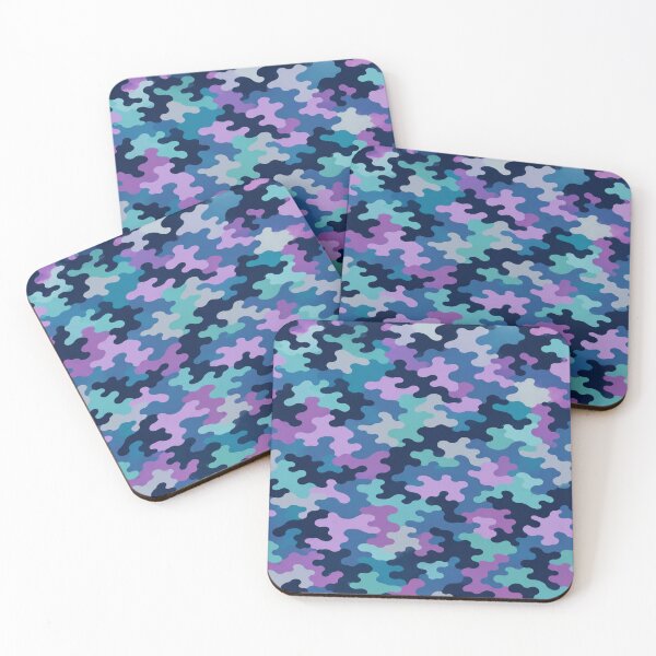 Artikelvorschau, Küsten-Tarnmuster | Abstraktes Tarnmuster in Marineblau, Lavendel und Türkis entworfen und verkauft von Swanny's Custom T-shirt and Gift Designs.