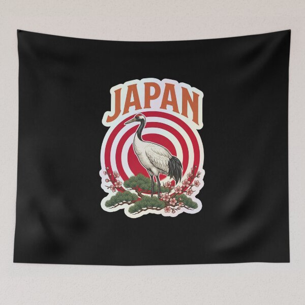 Item preview, Japan Crane Sticker – Vintage Cherry Blossom Travel Souvenir designed and sold by DanniJordan.