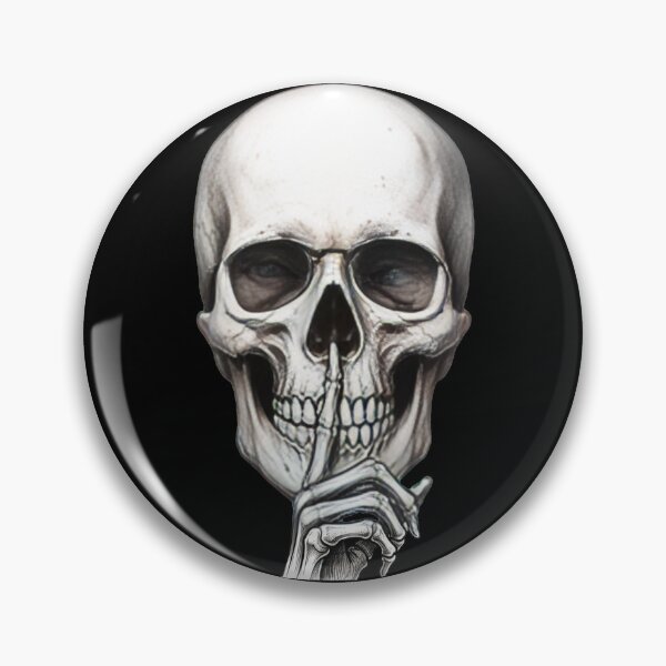 Item preview, Gothic Realism Shh Skeleton Tattoo Flash Skull designed and sold by DuckOddity.