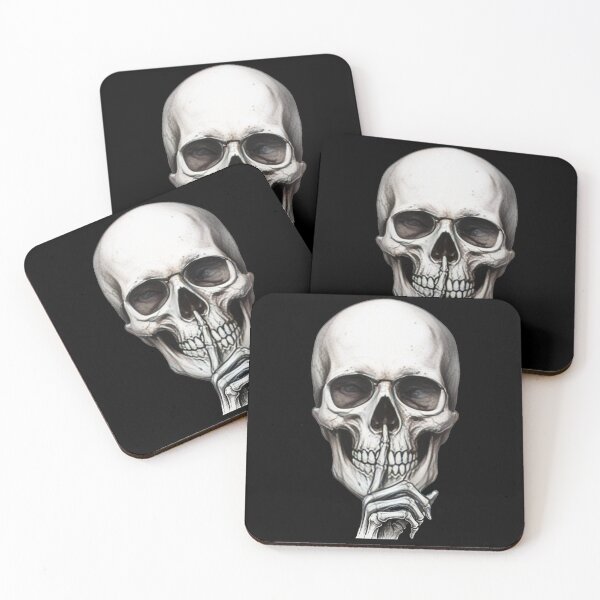 Item preview, Gothic Realism Shh Skeleton Tattoo Flash Skull designed and sold by DuckOddity.