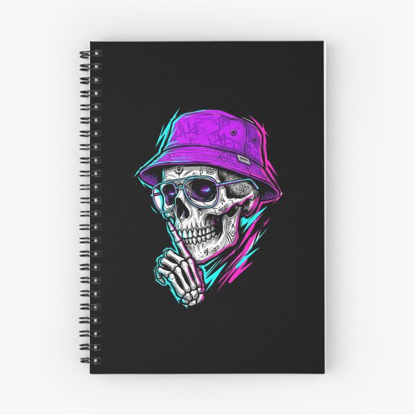 Item preview, Cyberpunk Streetwear Neon Bucket Hat Shh Skeleton designed and sold by DuckOddity.