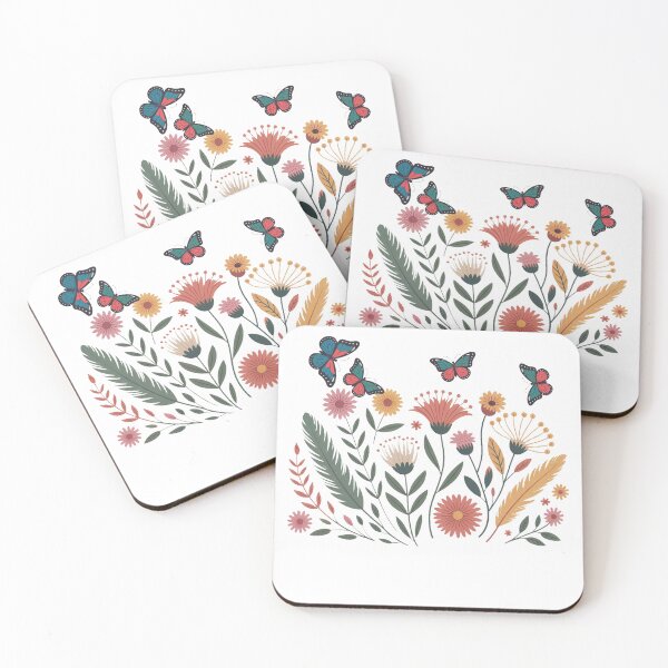Item preview, Bright Botanical Garden Butterfly Floral Motif designed and sold by QuiteOrbit.