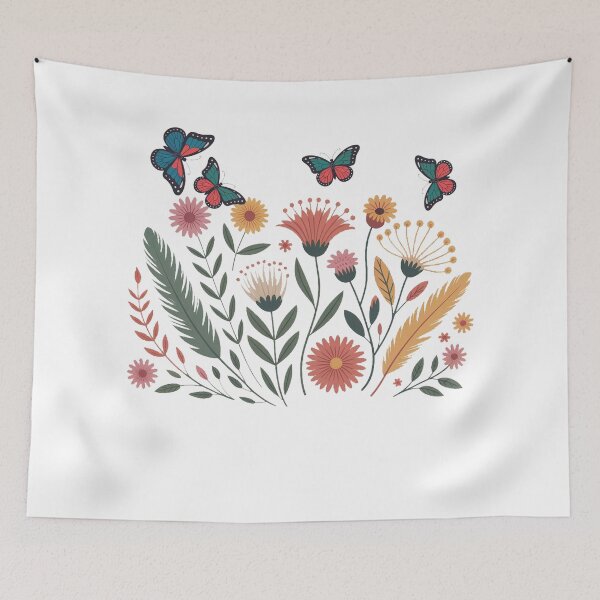 Item preview, Bright Botanical Garden Butterfly Floral Motif designed and sold by QuiteOrbit.