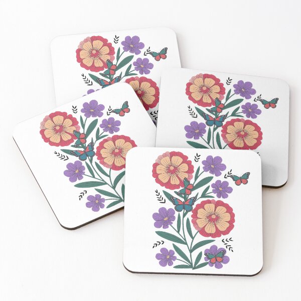 Item preview, Vintage Flowers Butterflies Floral Boho Wildflowers designed and sold by QuiteOrbit.