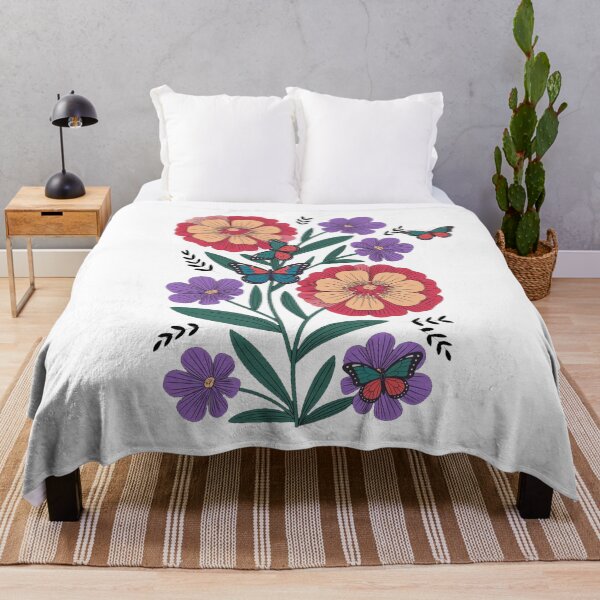 Item preview, Vintage Flowers Butterflies Floral Boho Wildflowers designed and sold by QuiteOrbit.