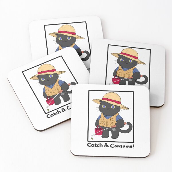 Item preview, Catch & Consume - Cute Black Cat Fishing Illustration designed and sold by JEVANStudio.