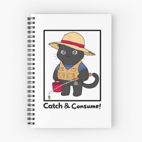 Item preview, Catch & Consume - Cute Black Cat Fishing Illustration designed and sold by JEVANStudio.