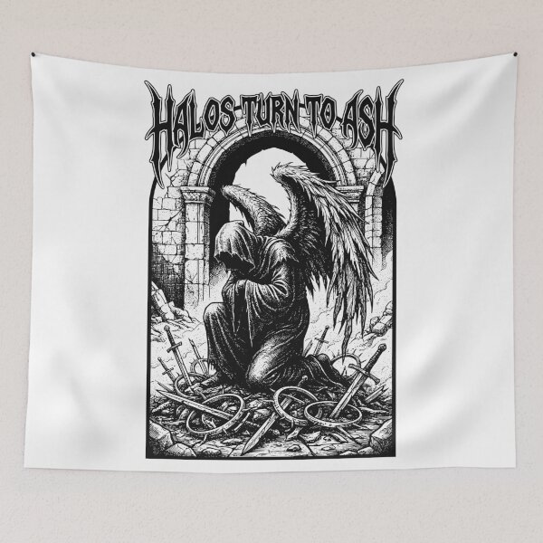Item preview, Halos Turn To Ash - Dark Gothic Weeping Angel Illustration designed and sold by LockjowArt.