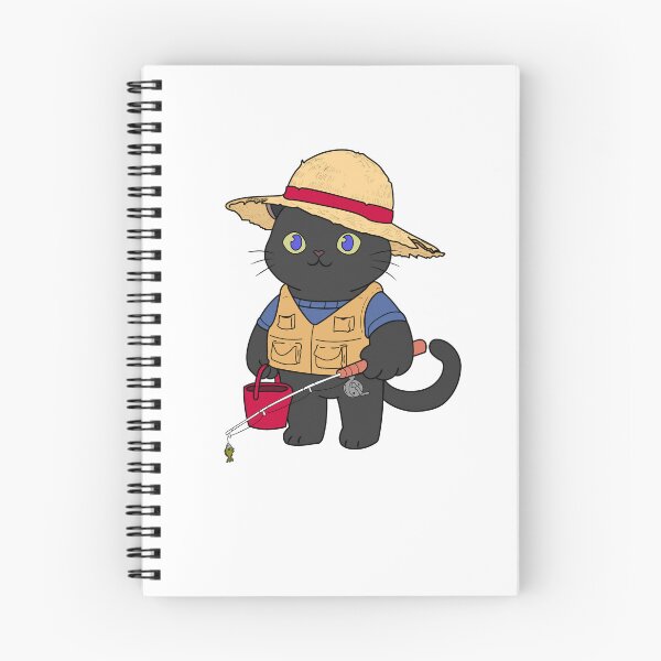 Item preview, Cute Black Cat Fishing Sticker - Funny Fisherman Chibi Cat designed and sold by JEVANStudio.