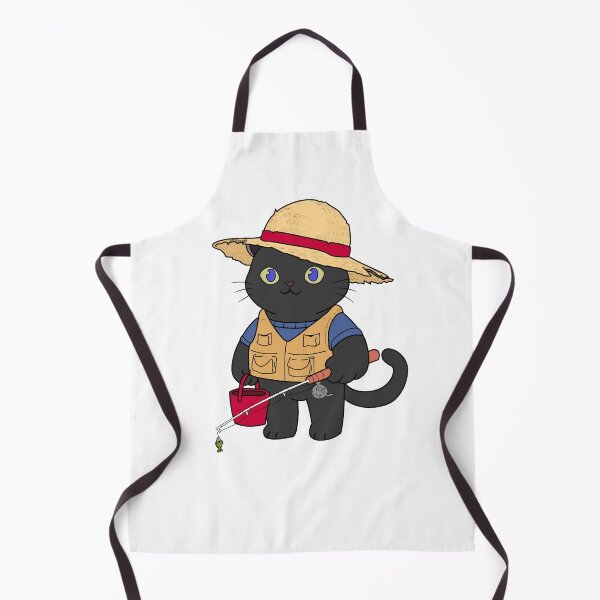 Item preview, Cute Black Cat Fishing Sticker - Funny Fisherman Chibi Cat designed and sold by JEVANStudio.