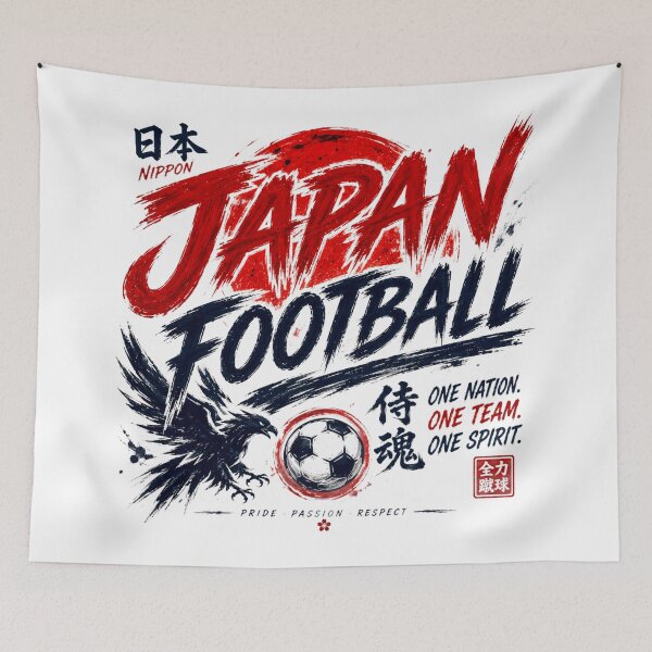 Item preview, Japan Football Typography Design | Modern Soccer Supporter Artwork designed and sold by TKOprintdesigns.
