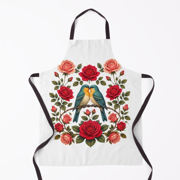 Item preview, Vintage Lovebirds and Rose Garden Floral designed and sold by QuiteOrbit.
