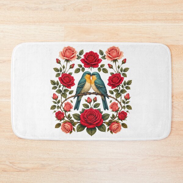 Item preview, Vintage Lovebirds and Rose Garden Floral designed and sold by QuiteOrbit.