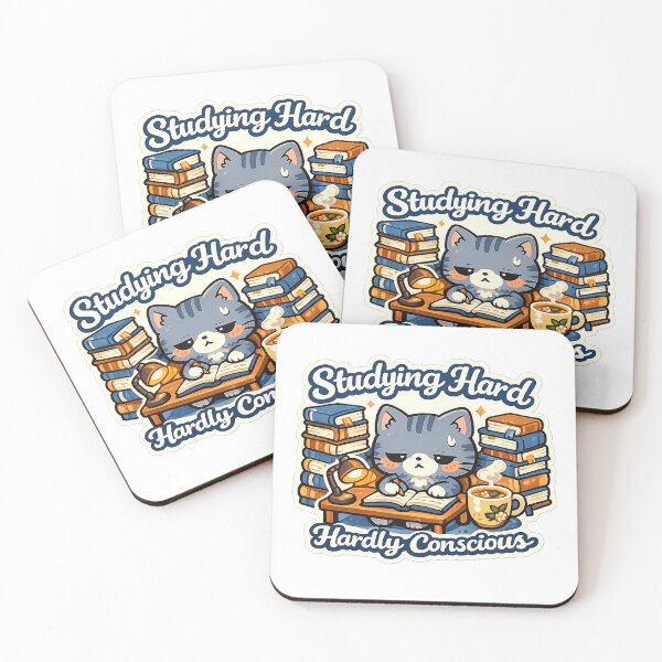 Item preview, Study Cat Sticker | Studying Hard or Hardly Conscious Kawaii Cat Decal designed and sold by CozyNekoClub.