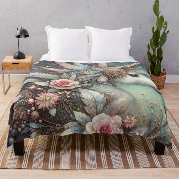 Item preview, Enchanted Unicorn Amidst Florals designed and sold by purplesensation.