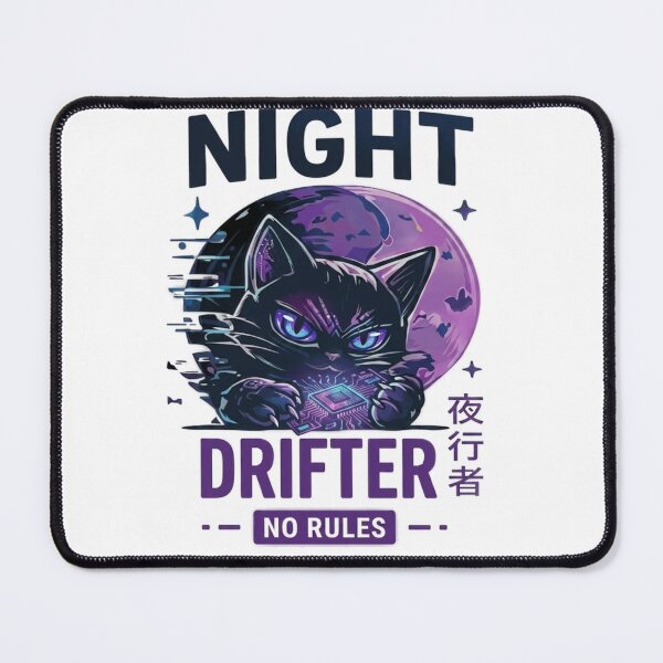 Item preview, Cyberpunk Black Cat Night Drifter Illustration designed and sold by Ahmedsyde.