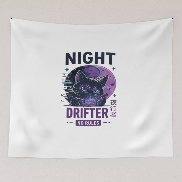 Item preview, Cyberpunk Black Cat Night Drifter Illustration designed and sold by Ahmedsyde.