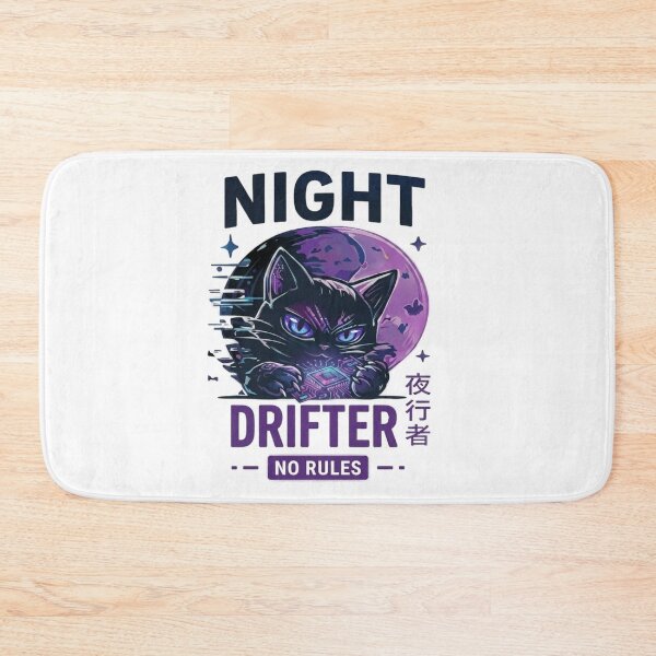 Item preview, Cyberpunk Black Cat Night Drifter Illustration designed and sold by Ahmedsyde.