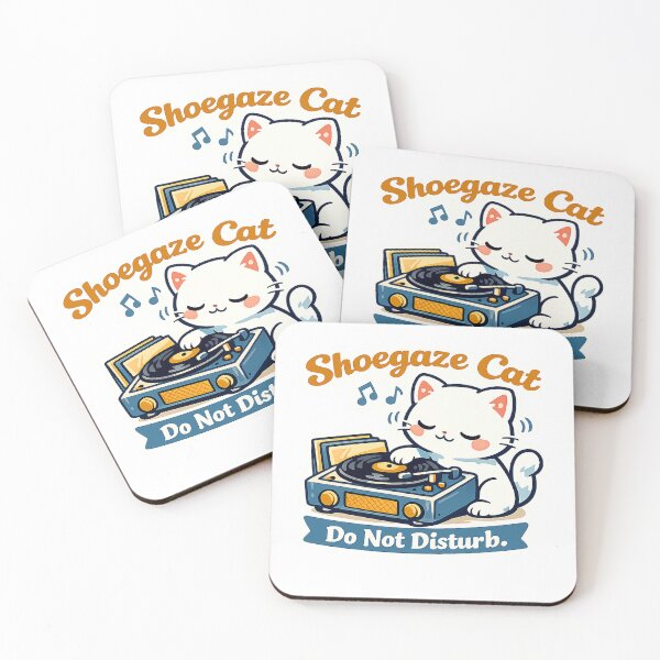 Item preview, Shoegaze Cat Sticker | Indie Music Kawaii Cat Vinyl Decal designed and sold by CozyNekoClub.