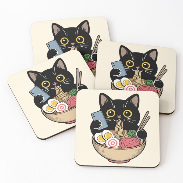 Item preview, Black cat eating ramen designed and sold by YChangShop.