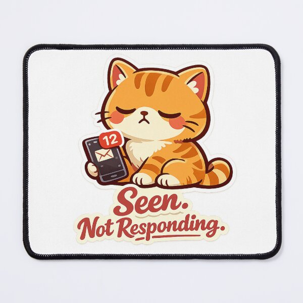 Item preview, Seen Not Responding Cat Sticker | Introvert Kawaii Cat Decal designed and sold by CozyNekoClub.