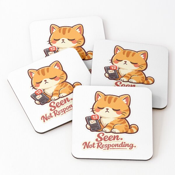 Item preview, Seen Not Responding Cat Sticker | Introvert Kawaii Cat Decal designed and sold by CozyNekoClub.