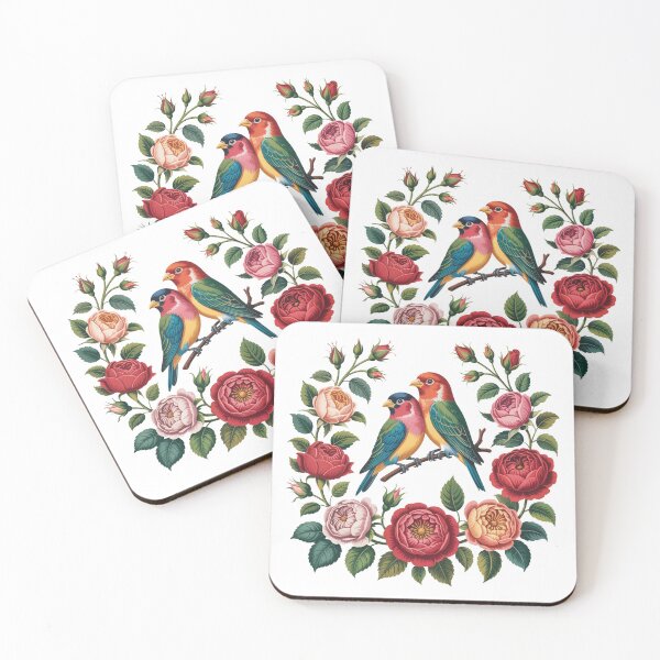 Item preview, Romantic Floral Frame with Colorful Birds designed and sold by QuiteOrbit.