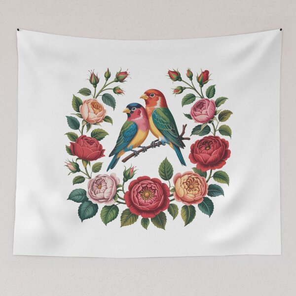 Item preview, Romantic Floral Frame with Colorful Birds designed and sold by QuiteOrbit.