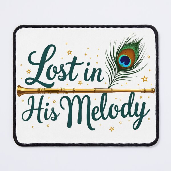 Item preview, Lost in His Melody – Krishna Inspired Flute Quote | Bhakti Spiritual Sticker & T-Shirt designed and sold by Nene's design.