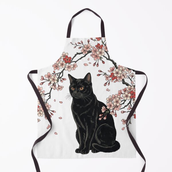 Item preview, Black Cat and Night Cherry Blossoms: Vintage Ukiyo-e Style designed and sold by vekotpu.