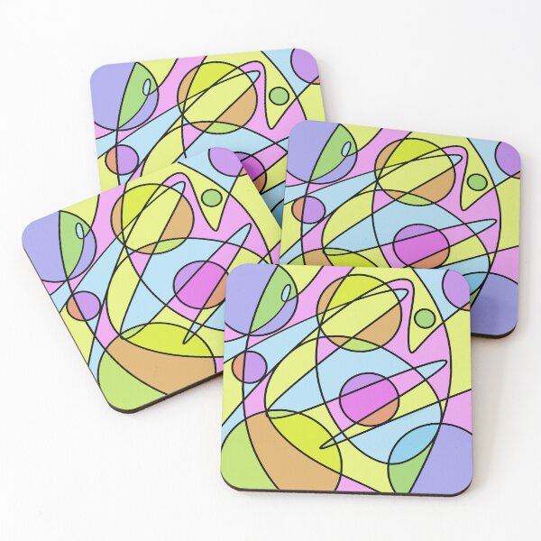 Item preview, Pastel Planet Orbit Art Print | Abstract Space Line Art | Colorful Stained Glass Wall Decor designed and sold by RareSquareBearArts.