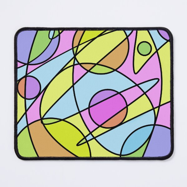 Item preview, Pastel Planet Orbit Art Print | Abstract Space Line Art | Colorful Stained Glass Wall Decor designed and sold by RareSquareBearArts.