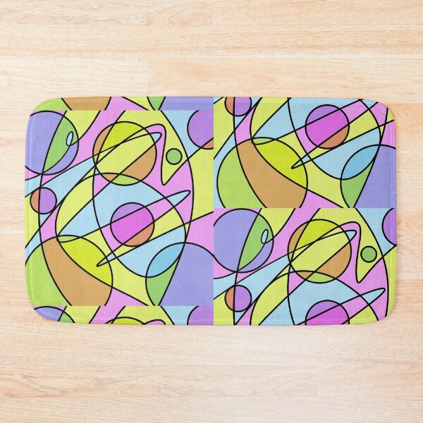 Item preview, Pastel Planet Orbit Art Print | Abstract Space Line Art | Colorful Stained Glass Wall Decor designed and sold by RareSquareBearArts.