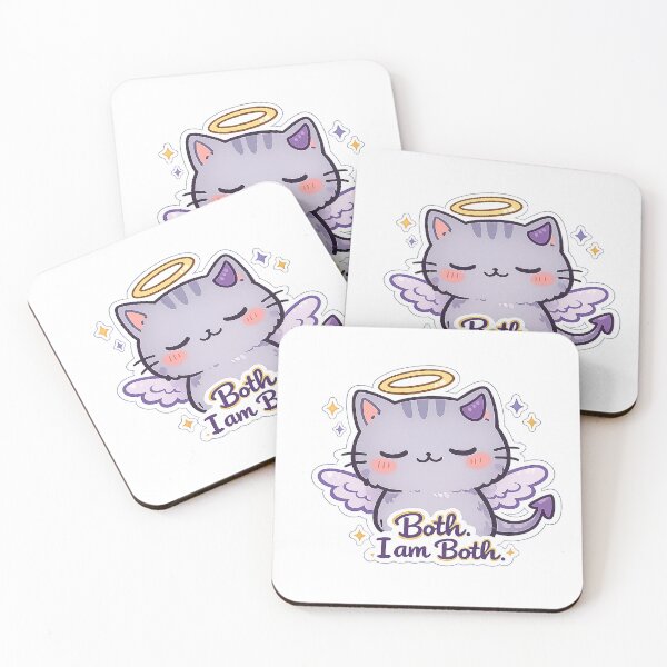 Item preview, Angel Devil Cat Sticker | Both I Am Both Kawaii Cat Decal designed and sold by CozyNekoClub.