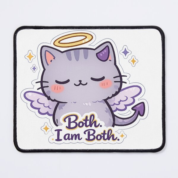 Item preview, Angel Devil Cat Sticker | Both I Am Both Kawaii Cat Decal designed and sold by CozyNekoClub.