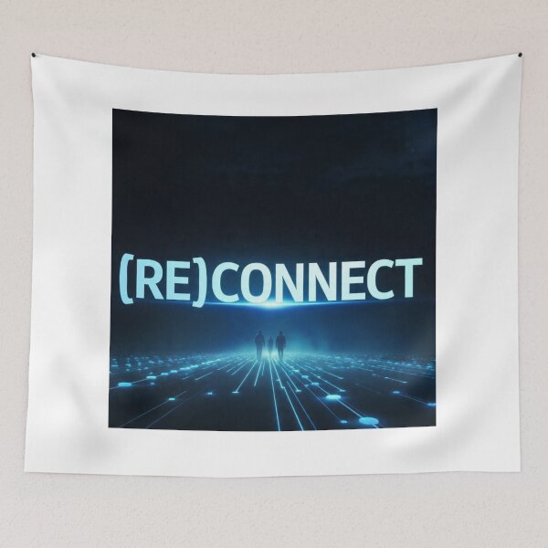 Item preview, (RE)CONNECT - Digital Human Connection Sci-Fi Blue Neon Art designed and sold by AiNaturalsOnly.