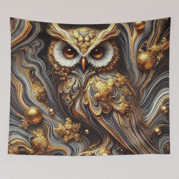 Item preview, Liquid Golden Cosmic Owl designed and sold by purplesensation.