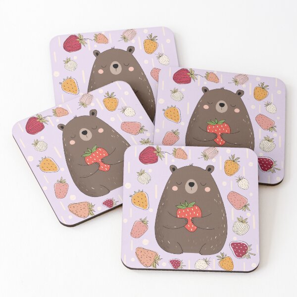 Item preview, Sweet Strawberry Bear – Cute Kawaii Woodland Friend designed and sold by Whimsical Wayfarer.