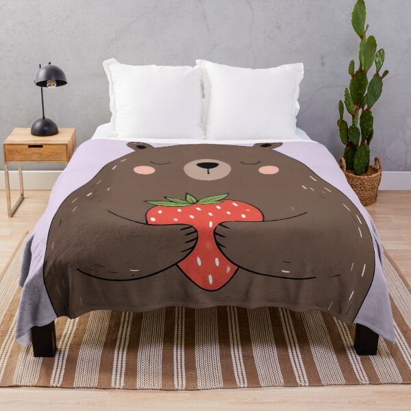 Item preview, Sweet Strawberry Bear – Cute Kawaii Woodland Friend designed and sold by Whimsical Wayfarer.