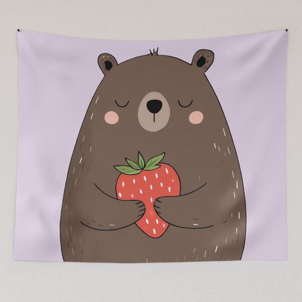Item preview, Sweet Strawberry Bear – Cute Kawaii Woodland Friend designed and sold by Whimsical Wayfarer.